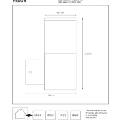Lucide Utelamper - Klassiske Vegglamper<Fedor vegglampe utendørs IP44 E27 -