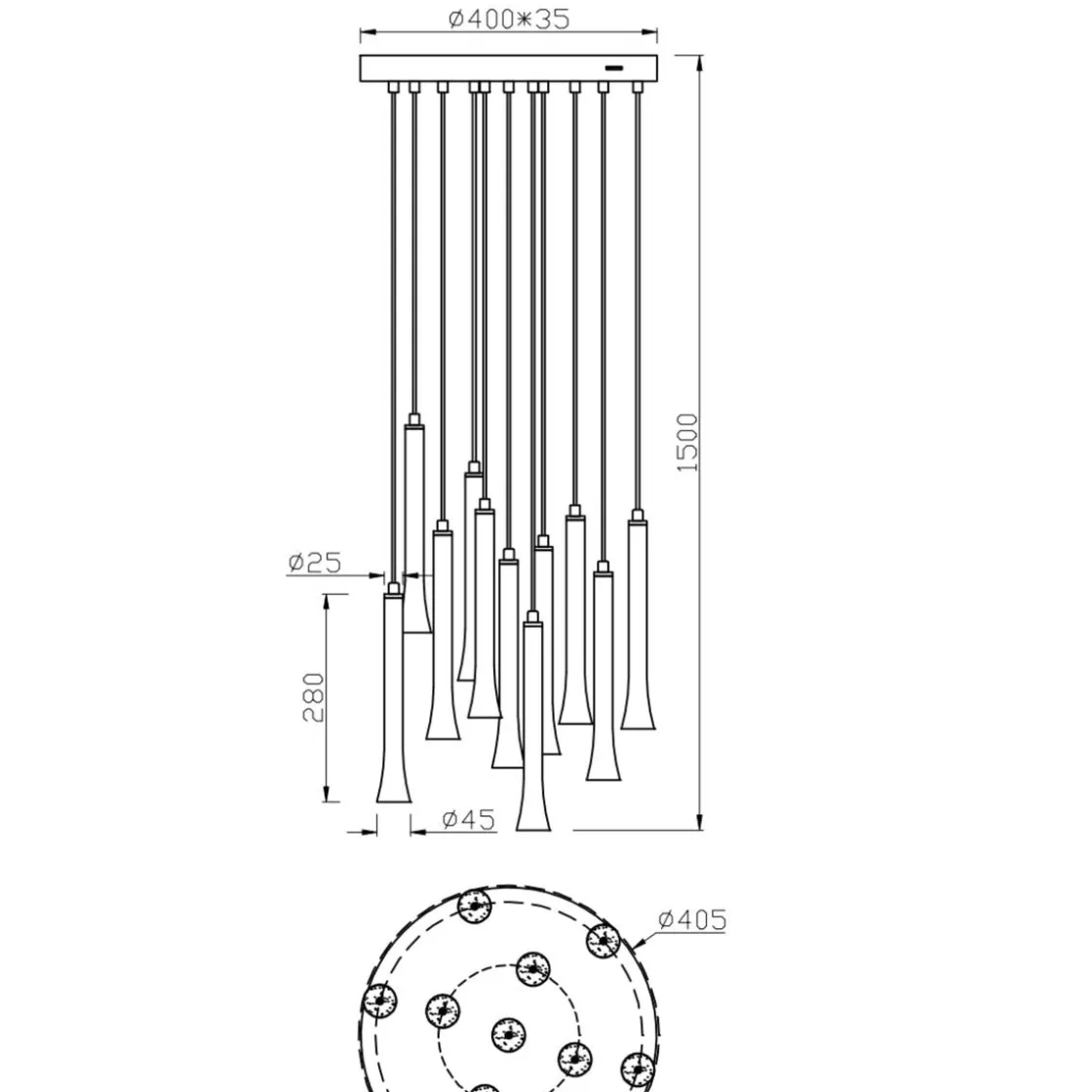 Trio Lighting Kjøkkenbelysning Tak|Takpendler<Fiato takpendel Ø40