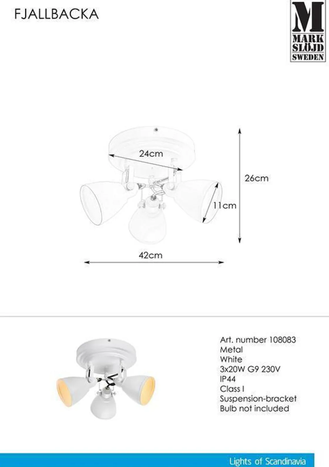 Marksløjd Kjøkkenbelysning Tak|Baderomsbelysning Tak<Fjellbacka taklampe IP44 - -