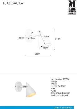 Marksløjd Baderomsbelysning Vegg<Fjellbacka vegglampe IP44 - -