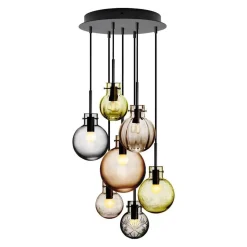 Hadeland Glassverk Kjøkkenbelysning Tak|Takpendler<Fjellglød kuler 7 stk - Sort Baldakin