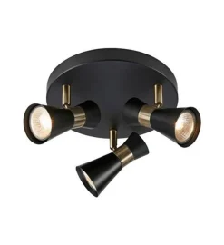 Marksløjd Kjøkkenbelysning Tak|Spotter & Skinner<Folie taklampe 3-spot - Svart/Antikk messingfarget -