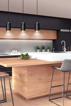 Emibig Kjøkkenbelysning Tak|Takpendler<Fumiko takpendel 3 lys - Svart/Gullfarget