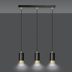 Emibig Kjøkkenbelysning Tak|Takpendler<Fumiko takpendel 3 lys - Svart/Gullfarget