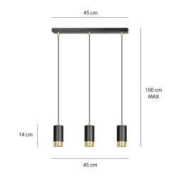 Emibig Kjøkkenbelysning Tak|Takpendler<Fumiko takpendel 3 lys - Svart/Gullfarget