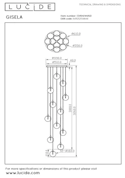 Lucide Kjøkkenbelysning Tak|Takpendler<Gisela takpendel 61 cm 12 x 3,5W 2700 Kelvin - Dimbar