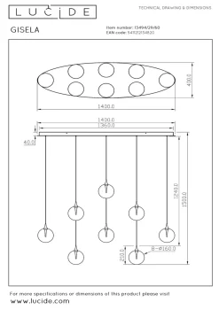 Lucide Kjøkkenbelysning Tak|Takpendler<Gisela takpendel 8 x 3,9W 2700 Kelvin - Dimbar