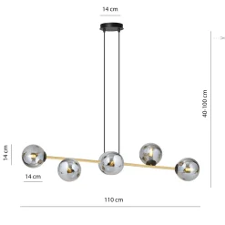 Emibig Kjøkkenbelysning Tak|Takpendler<Gravity takpendel 6-lys - Svart/Røyk/Gullfarget