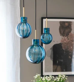 Hadeland Glassverk Kjøkkenbelysning Tak|Takpendler<Havblikk Krystallkuler 3 stk - Hvit Baldakin