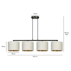 Emibig Kjøkkenbelysning Tak|Takpendler<Hilde takpendel 4 lys - Hvit/Gullfarget