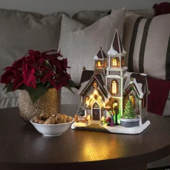 Konstsmide Juledekorasjon<Hus med roterende juletre og musikk LED