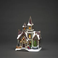 Konstsmide Juledekorasjon<Hus med roterende juletre og musikk LED