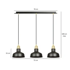 Emibig Kjøkkenbelysning Tak|Takpendler<Ibor trippel takpendel - Svart/Gullfarget
