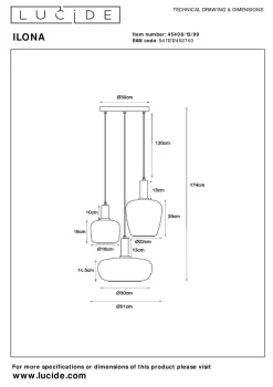 Lucide Kjøkkenbelysning Tak|Takpendler<Ilona rondell takpendel 3-lys