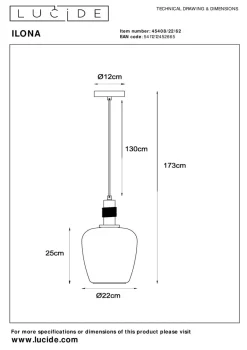 Lucide Kjøkkenbelysning Tak|Takpendler<Ilona takpendel 22 cm