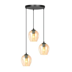 Emibig Kjøkkenbelysning Tak|Takpendler<Istar rondell takpendel 3 lys - Svart/Amberfarget