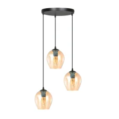 Emibig Kjøkkenbelysning Tak|Takpendler<Istar rondell takpendel 3 lys - Svart/Amberfarget