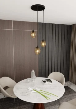 Emibig Kjøkkenbelysning Tak|Takpendler<Istar rondell takpendel 3 lys - Svart/Amberfarget