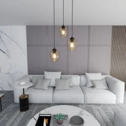 Emibig Kjøkkenbelysning Tak|Takpendler<Istar rondell takpendel 3 lys - Svart/Amberfarget