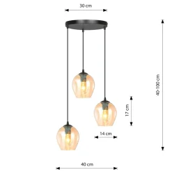 Emibig Kjøkkenbelysning Tak|Takpendler<Istar rondell takpendel 3 lys - Svart/Amberfarget