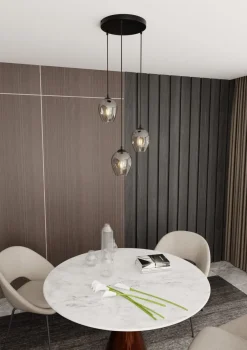 Emibig Kjøkkenbelysning Tak|Takpendler<Istar rondell takpendel 3 lys - Svart/Røykfarget