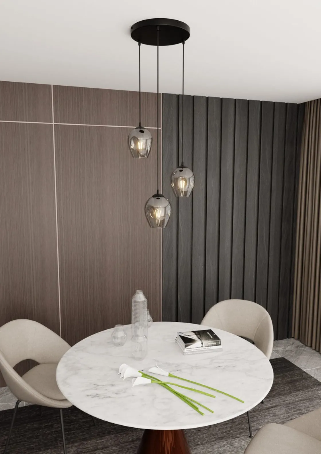 Emibig Kjøkkenbelysning Tak|Takpendler<Istar rondell takpendel 3 lys - Svart/Røykfarget