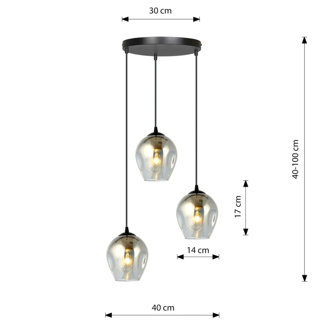 Emibig Kjøkkenbelysning Tak|Takpendler<Istar rondell takpendel 3 lys - Svart/Røykfarget