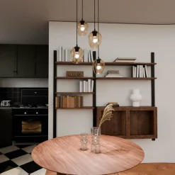 Emibig Kjøkkenbelysning Tak|Takpendler<Istar rondell takpendel 4 lys - Svart/Amberfarget