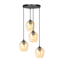 Emibig Kjøkkenbelysning Tak|Takpendler<Istar rondell takpendel 4 lys - Svart/Amberfarget