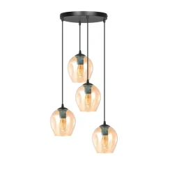 Emibig Kjøkkenbelysning Tak|Takpendler<Istar rondell takpendel 4 lys - Svart/Amberfarget