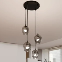 Emibig Kjøkkenbelysning Tak|Takpendler<Istar rondell takpendel 4 lys - Svart/Røykfarget