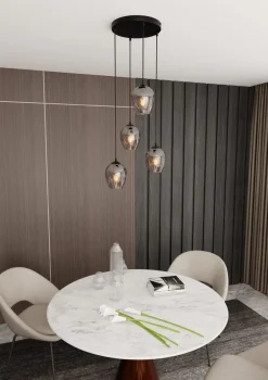 Emibig Kjøkkenbelysning Tak|Takpendler<Istar rondell takpendel 4 lys - Svart/Røykfarget