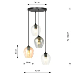 Emibig Kjøkkenbelysning Tak|Takpendler<Istar rondell takpendel 4 lys - Svart/Multifarget