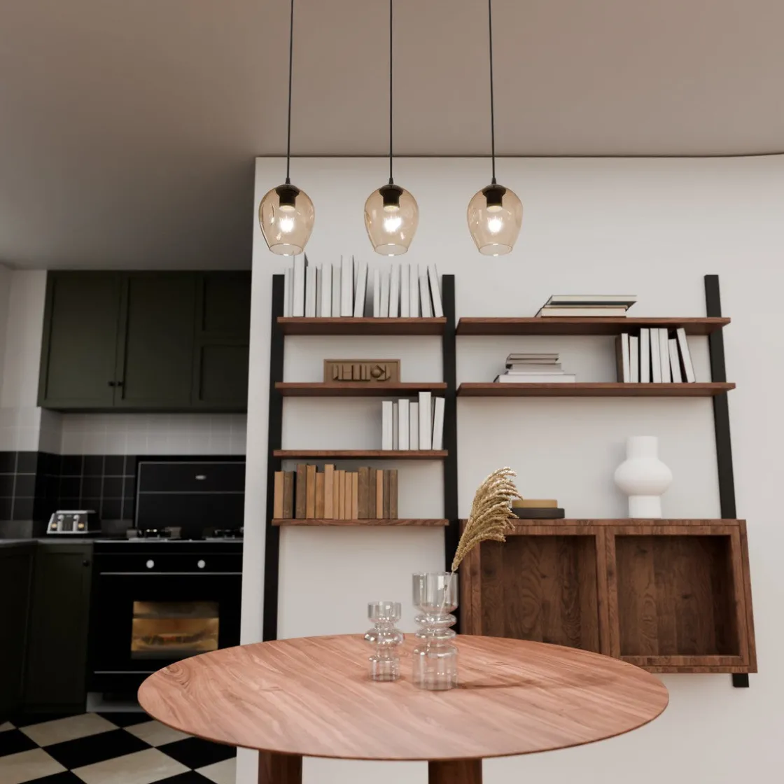 Emibig Kjøkkenbelysning Tak|Takpendler<Istar takpendel 3 lys - Svart/Amberfarget