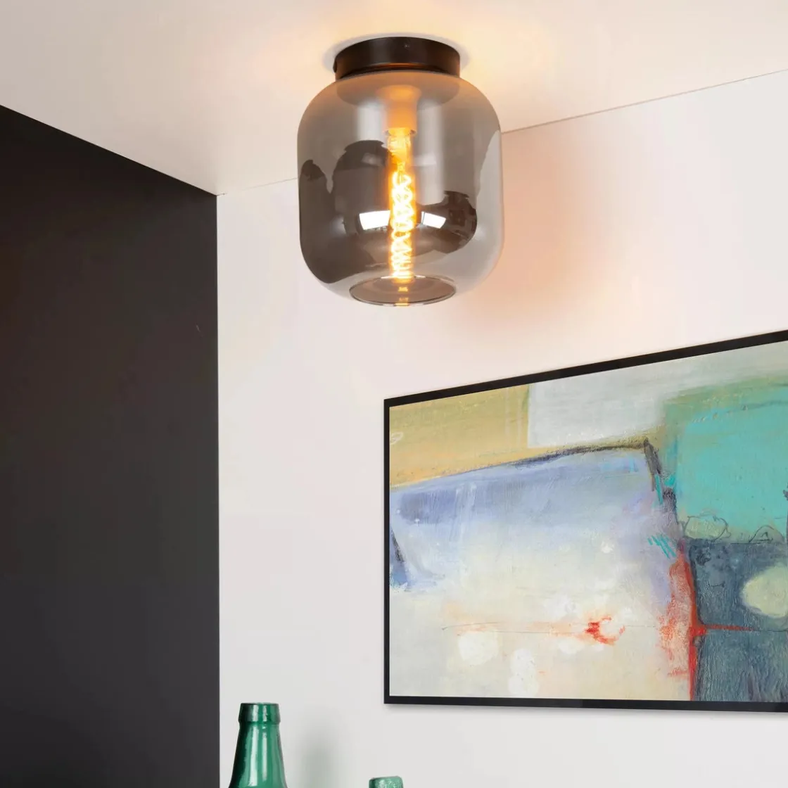Lucide Kjøkkenbelysning Tak|Taklamper / Takplafonder<Joanet taklampe 25 cm - Svart/Røykfarget
