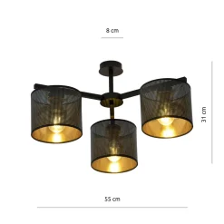 Emibig Kjøkkenbelysning Tak|Taklamper / Takplafonder<Jordan taklampe 55 cm 3-lys - Svart/Gullfarget