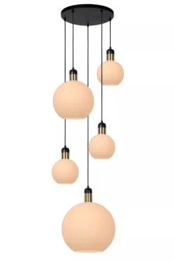 Lucide Kjøkkenbelysning Tak|Takpendler<Julius takpendel rondell 5 lys - Opalglass