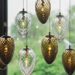 Hadeland Glassverk Kjøkkenbelysning Tak|Takpendler<Krystallkongle grantopp 3 takpendel