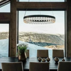 Hadeland Glassverk Kjøkkenbelysning Tak|Takpendler<Krystallkongle lampe rund 80 cm 44 kongler