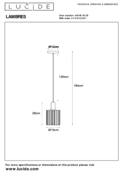 Lucide Kjøkkenbelysning Tak|Takpendler<Lambers takpendel 15 cm