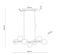 TK Lighting Kjøkkenbelysning Tak|Takpendler<Lava takpendel 7-lys 90 cm