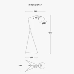 Örsjö Leselamper Gulv<Lean gulvlampe - Svart/Rå messing