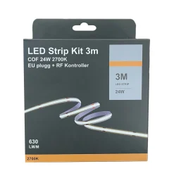 NorDesign Led Strips<LED Strip kit 27W 2700 Kelvin med EU-plug, dimmer og fjernkontroll - 3 meter