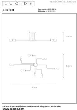 Lucide Kjøkkenbelysning Tak|Taklamper / Takplafonder<Lester taklampe 8 arm -