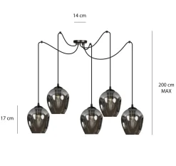 Emibig Kjøkkenbelysning Tak|Takpendler<Level takpendel 5 lys - Svart/Røykfarget