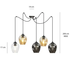 Emibig Kjøkkenbelysning Tak|Takpendler<Level takpendel 5 lys - Svart/Multifarget