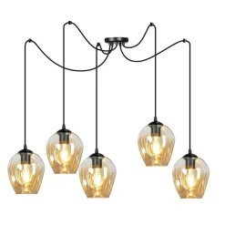 Emibig Kjøkkenbelysning Tak|Takpendler<Level takpendel 5 lys - Svart/Amberfarget