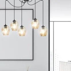 Emibig Kjøkkenbelysning Tak|Takpendler<Level takpendel 5 lys - Svart/Amberfarget