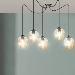 Emibig Kjøkkenbelysning Tak|Takpendler<Level takpendel 5 lys - Svart/Amberfarget