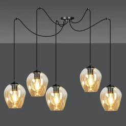 Emibig Kjøkkenbelysning Tak|Takpendler<Level takpendel 5 lys - Svart/Amberfarget
